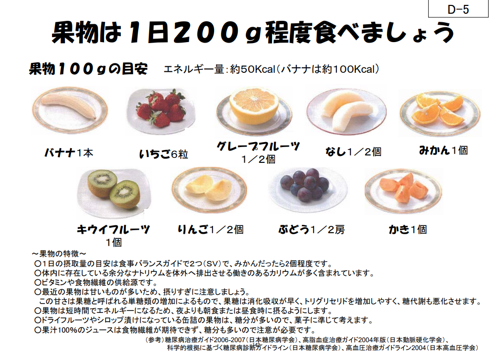 厚生労働省「果物は1日200g程度食べましょう」